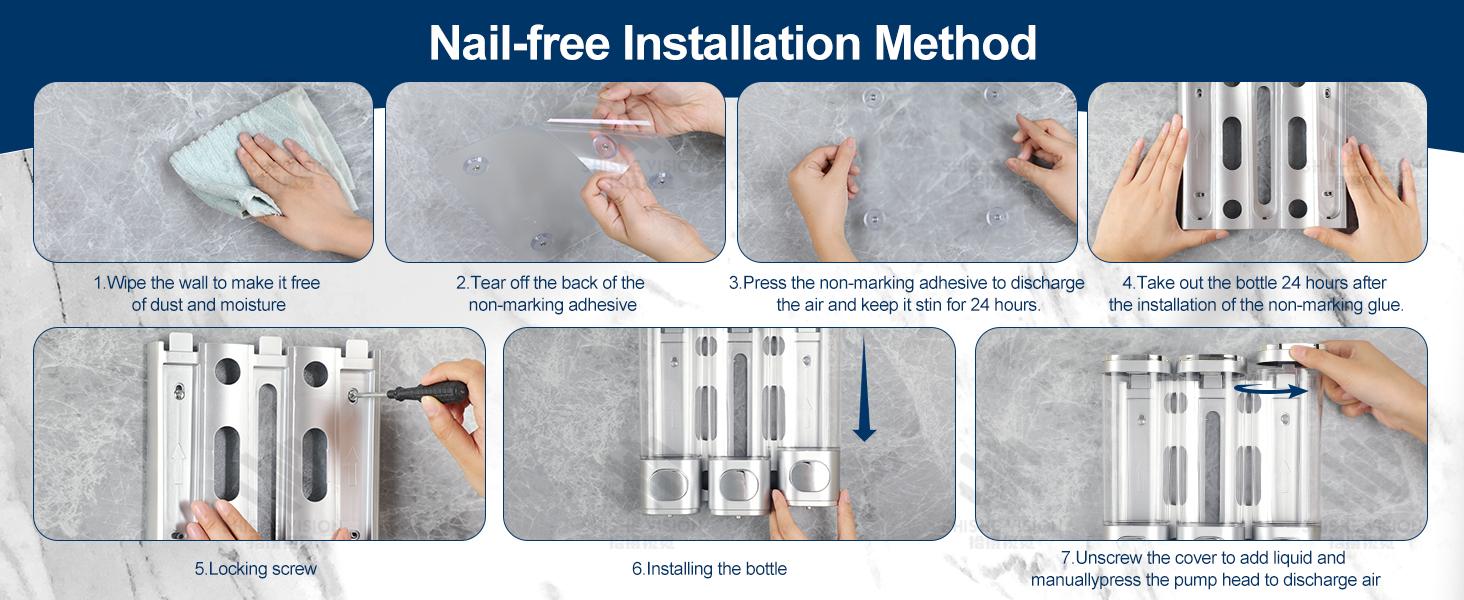 3-in-1 Room Wall Mounted Bathroom,Shower Pump Dispenser and Organizer,Dispensers for The Shower,Shampoo and Conditioner Dispenser,Shampoo Dispenser for Shower