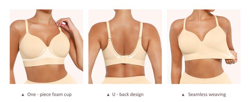 FeelinGirl Wireless Push Up Bra for Women, Seamless Comfort Bralettes No Underwire Supportive Full Coverage Everyday Bras Women Push Up Bra  Comfortable Fabric Casual Womenswear Soft Adjustable Comfy Smooth TikTokShopBlackFriday Halter Neck