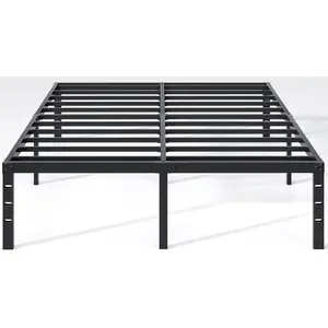 Metal Bed Frame,Queen Size Bed Frame with Storage Space,Heavy Duty Sturdy Mattress Foundation,Easy Assembly,No Box Spring Needed, Black,14 Inch,Queen