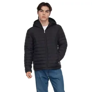 Rokka&Rolla Men's Midweight Puffer Jacket Hooded Coat-Black, size Large