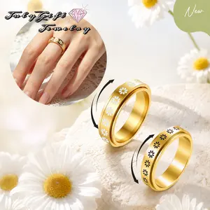 Fidget Spinner Ring for Women Men - Adult Fidget Toys Stainless Steel Anxiety Ring for Stress Relief Jewelry Gift for Women Size 5-10