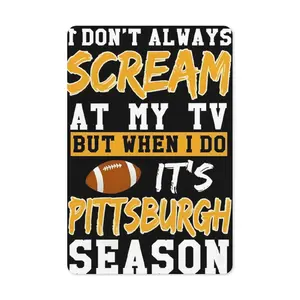Pittsburgh Football Themed Aluminum Sign - 8x12 Inch Metal Wall Art for Home, Bar, Cafe, Garage, Office Decor - Durable Weather-Resistant Plaque with Pre-Drilled Holes