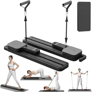 Pilates Board with Resistance Bands, 7-in-1 Foldable Pilates Reformer Set, Pilates Reformer Machine for Home Workout, Core Strengthener, Ab Workout, Glute & Leg Toning