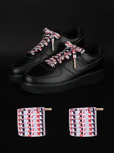 Metal Head Wine Camouflage 8mm Wide Shoelaces, Daily Casual Sports Shoe Laces, Comfortable Fit, Pair Pack