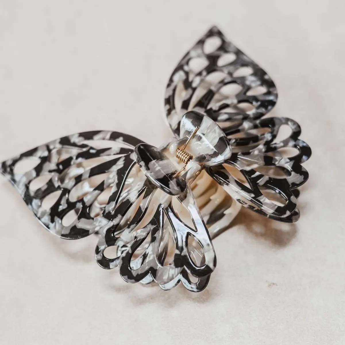 Black Floral Jumbo Butterfly Hair Clip