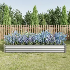 Metal Raised Rectangle Planter Beds for Plants For Backyard Vegetable Flower Planting Anti Rust Coated Open Base 17 Cu Ft Soil Capacity
