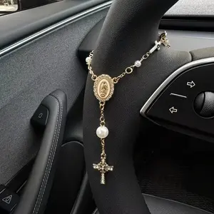Steering Wheel Bead Hanging Ornament, Car Prayer Beads Pendant Accessory, Car Decoration, Unique Keychain, Fashionable Car Charm