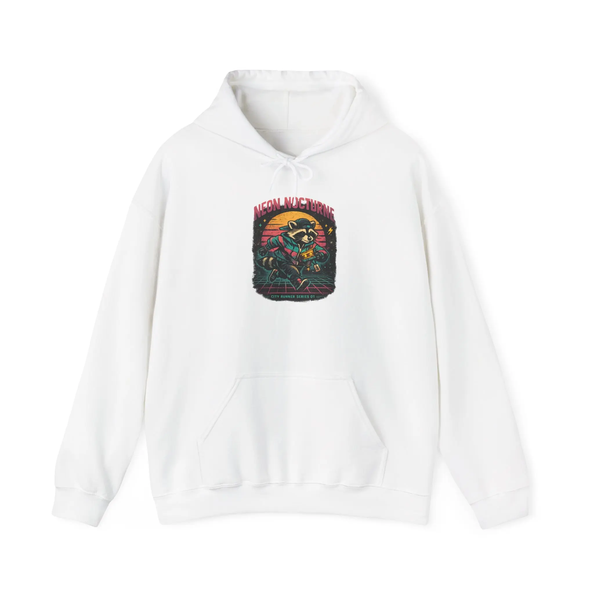 Unisex Neon Nocturne Graphic Hoodie - Retro Matching Pullover Sweatshirt, Everyday Menswear Tops Garment