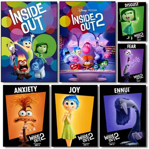 PIKPAKAPIKPAKADisney Movie Poster Inside Out 2 Painting Calligraphy Make Any Room Pop HD Wall Canvas Art | Waterproof Peel & Stick Aesthetic Decor | Thick Canvas Texture with Durable Fade-Resistant Finish | Modern Chic Home Upgrade & Gift Idea