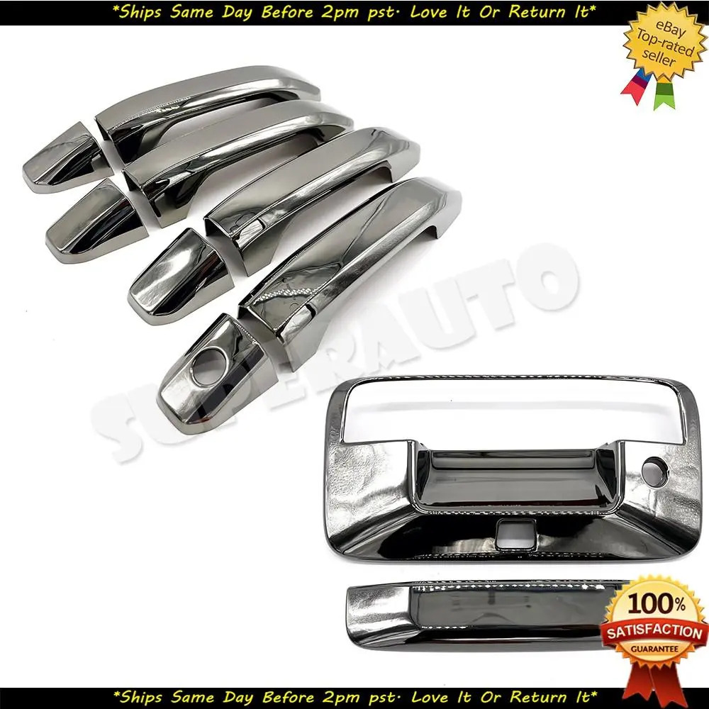 Black Chrome Handle+Tailgate Covers Fits 2014-2018 Chevy Silverado GMC Sierra