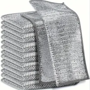 10pcs Mesh Fiber Cleaning Cloth Set - Ultra-Durable, Ultrafine, Scratch-Free, Dry/Wet Clean Compatible for Tableware/Metal Surfaces, Sports & Outdoor Protective Gear Accessory,summervibes