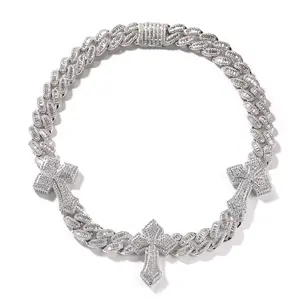 Triple cross Cuban necklace