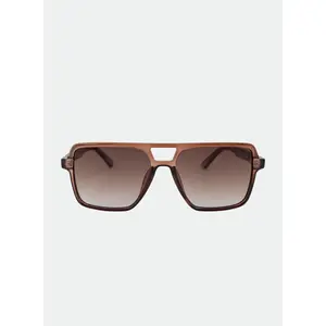 OTRA Zoya - Transparent Maple Oversized Square Aviator Sunglasses with Brown Gradient Lenses & 100% UV Protection