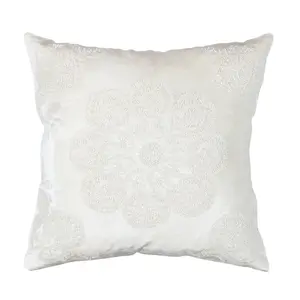 Ivory Embroidered Naples Throw Pillow