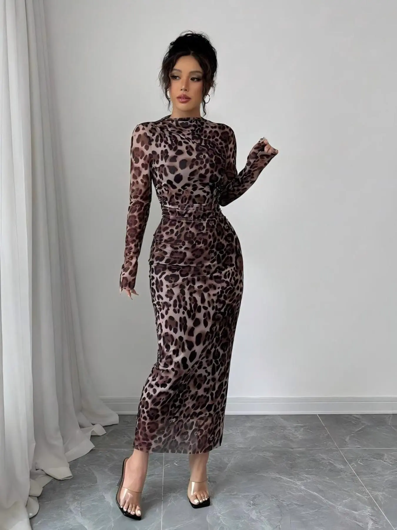 white dress for pregnant women Momyknows White Ruffle Cut Out Crop Irregular Split Sheer Vacation Dress Bodycon Photoshoot Maternity Maxi Dress White / S main image 0