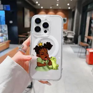 Little Princess and Frog pattern phone case,acrylic transparent magnetic soft case,suitable for iPhone 17 Pro Max 16 15 14 13 12 11,anti drop phone case,lightweight and durable,supports wireless charging,Cute Gift