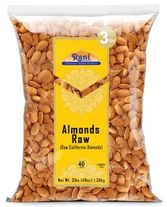 Rani Almonds, Raw Whole With Skin 48oz (3lbs) 1.36kg Bulk ~ All Natural | Vegan | Kosher | Gluten Friendly | Fresh Product of USA ~ California Shelled Almonds