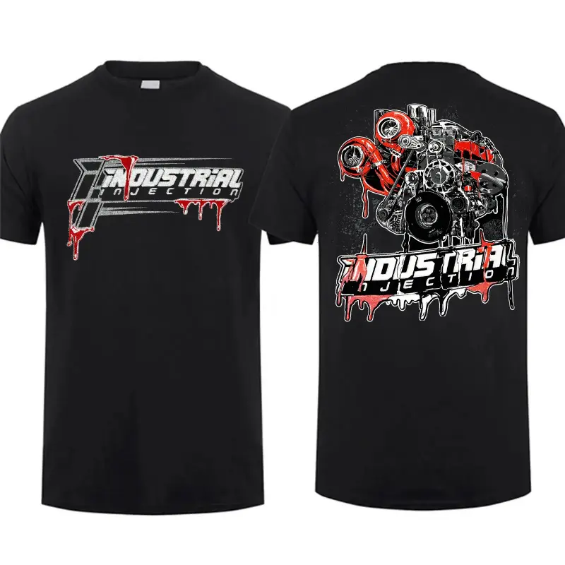 Men's 180g 100% Cotton Short-Sleeve Round Neck Engine Print Industrial Cummins Drip T-Shirt, Fan Wear, Gift for Dad, Made in USA