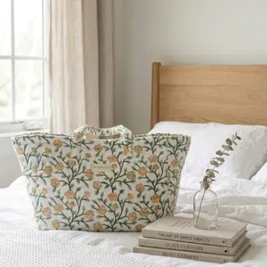 Quilted Cotton Tote Bag - Floral Handbag | Ships in ~2 Wks