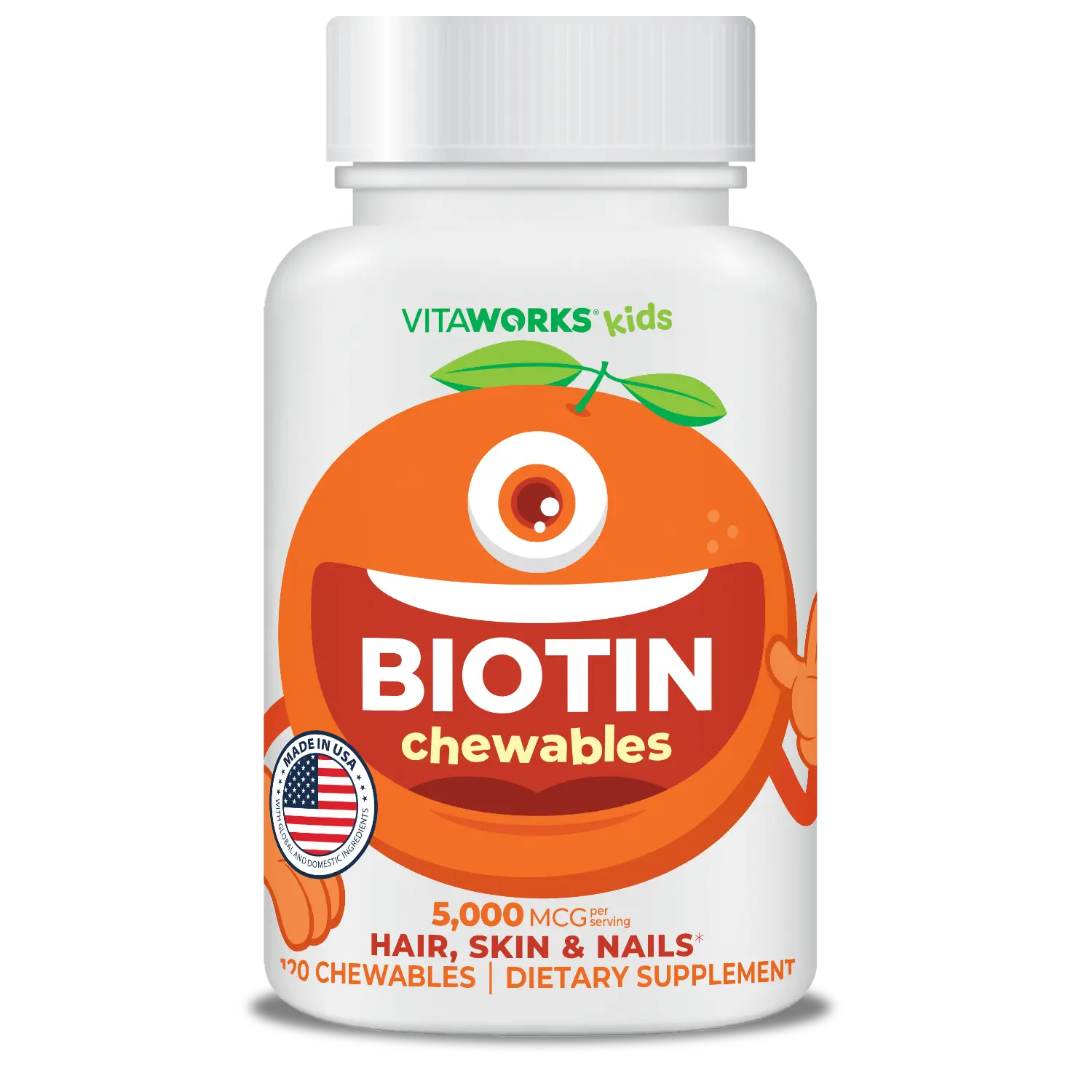 VitaWorks Kids Biotin Chewable Tablets, 5000mcg, 120 count