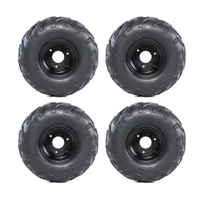 145/70-6 ATV Wheel Tires with Rims 6'' 3 Bolt Pattern Tire Tubeless for ATV Go Kart UTV Quad Bike 4 Wheelers Buggy Mini Bike Lawn Mower Garden Tractor Drift Trike 50cc 70cc 90cc 110cc 125cc, Set of 4