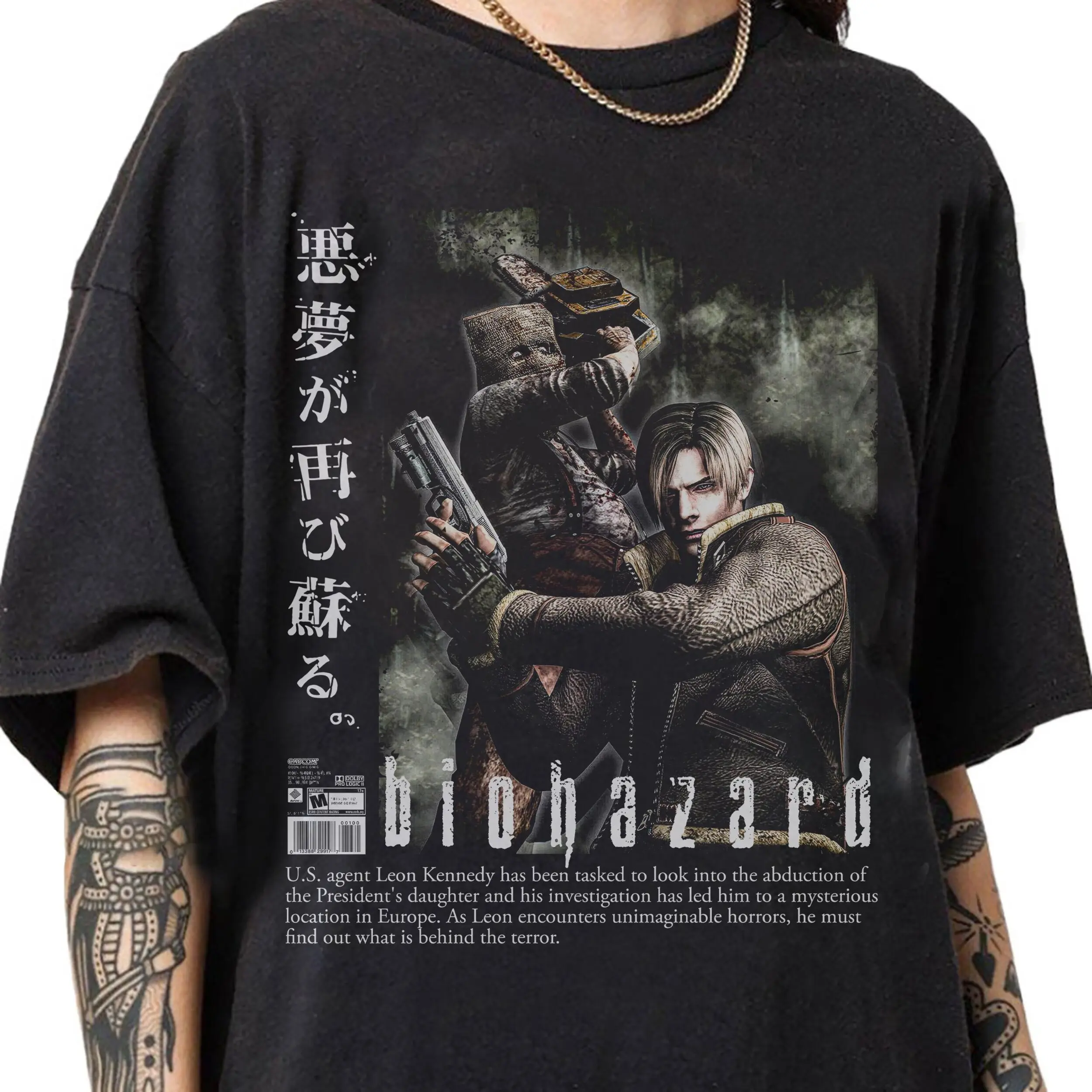 Biohazard Resident Evil Leon Kennedy Graphic Tee, Retro Resident Evil Video Game Unisex T-Shirt - Perfect Gift for Anime & Gaming Fans