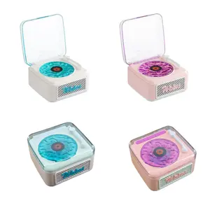 Vintage Vinyl Style Bluetooth Speaker with RGB Ambient Lights & White Noise Sound Portable Retro Design for Bedroom Party Bluetooth 5.4 Crystal-clear Sound