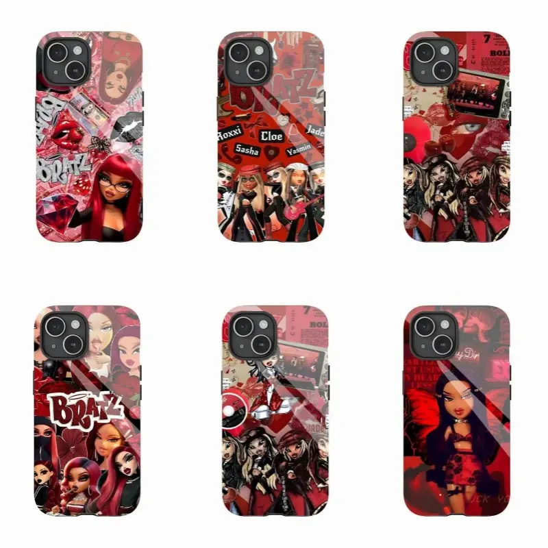 Bratz Gothic Red Phone New Fashion|Y2K Aesthetic, Trendy Cartoon Design, Protective Shockproof Cover| For iPhone 17 Pro Max 16 15 14 13 12 11 for Samsung S21 S22 S23 S24 S25 Phone Case an excellent choice for Halloween, Christmas and Thanksgiving., Access