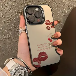 Cute Cherry Aesthetic Lana Lyrics Phone Case For IPhone16 11 15 14 13 12 Pro Max Plus Case Black And Silvery Shockproof Phone Cases Birthday Christmas Gifts For Fans Teens