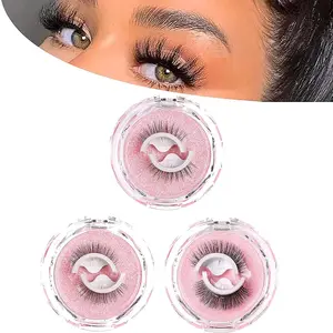 Lash Buddy Self-adhesive Eyelashes,2023 New Snap on Lashes,3 Pairs Lash Buddy Eyelashes Snap on No Adhesive (3*Natural) Makeup Cosmetic