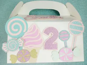 Candy Land Ice Cream Favor Box - Colorful Candy Box for Birthday Parties, Customizable Name & Age, 6.2 x 3.5 x 3.5 Inches, Flat Shipped