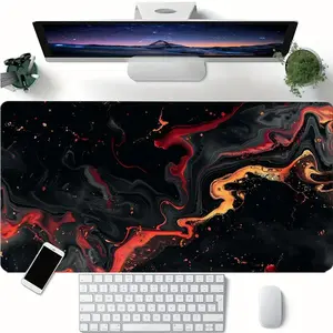 Abstract Marble Pattern Mouse Pad, 1 Count Gaming Mouse Pad, Non-Slip Rubber Base Stitched Edge Desk Pad for Desk Laptop Desktop
