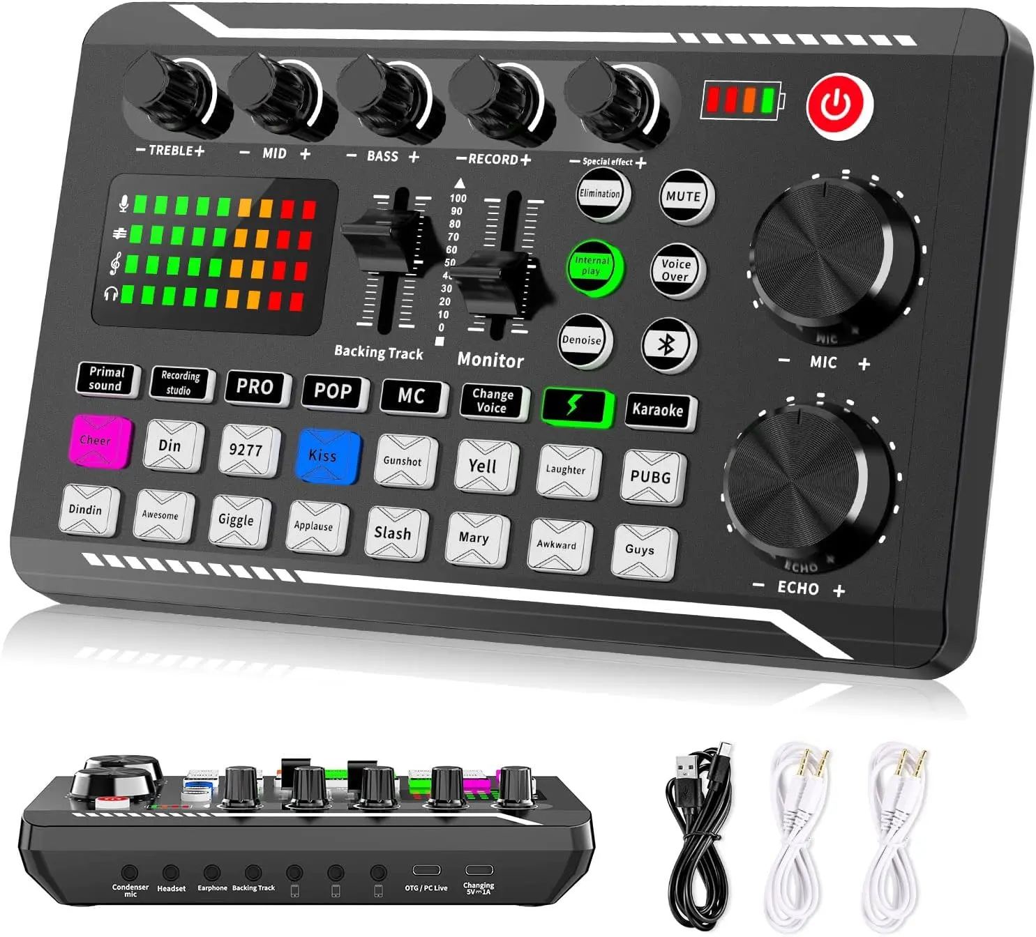 Facmogu F998 Live Sound Card Audio Mixer, PodcastAudio Interface with DJ Mixer Effects, Voice Changer withSound Effects for PS4 PS5 Karaoke Tiktok YouTube LiveStreaming Record Gaming #summervibes