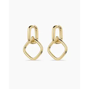 gorjana – Charlie Drop Hoops – 18K Gold-Plated Sculptural Drop Earrings – Bold & Modern – Effortless Statement Jewelry