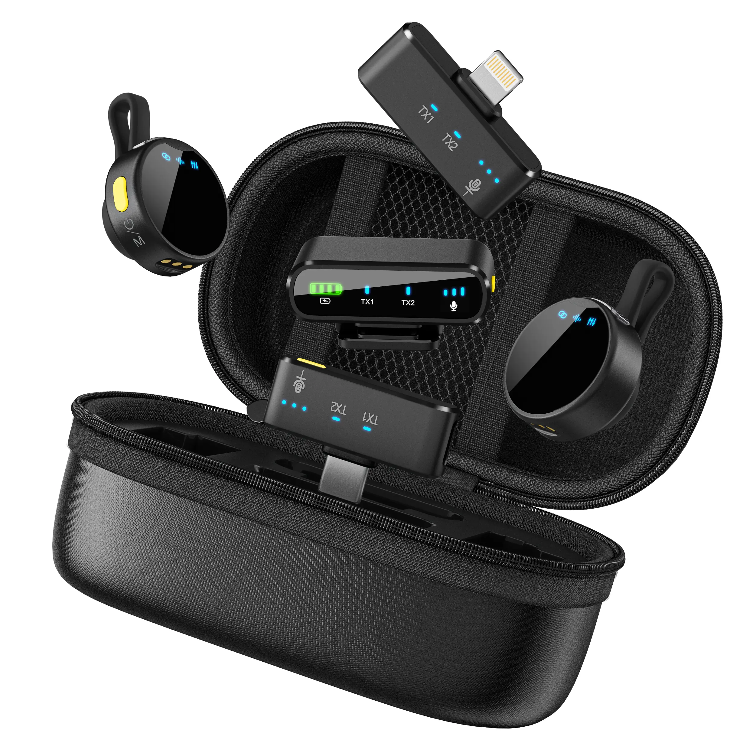 NEXXT Wireless Lavalier Microphone With Charging Case - 100M Transmission Range Noise Reduction Mode for iPhone, iPad, Android, Camera Audio - iPhone Mic Crystal Clear Recording with USB-C for Content Creators