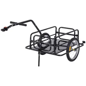 Foldable Bike Cargo Trailer Cart with Hitch, 88 lbs. Capacity, Black