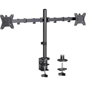 Desk Mount for 13?-34? Monitors up to 26.5 lbs, Fully Adjustable  Stand Holds 2  Screens, Heavy-Duty   Arm with C-Clamp & Grommet Base, Black, EGCM13B
