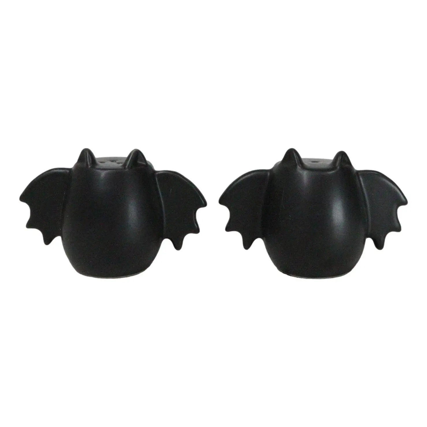 Halloween Hand-Painted Black Bat Wings Silhouette Abstract Ghost Bats Ceramic Salt and Pepper Shaker Set, Kitchenware Seasoning Containers