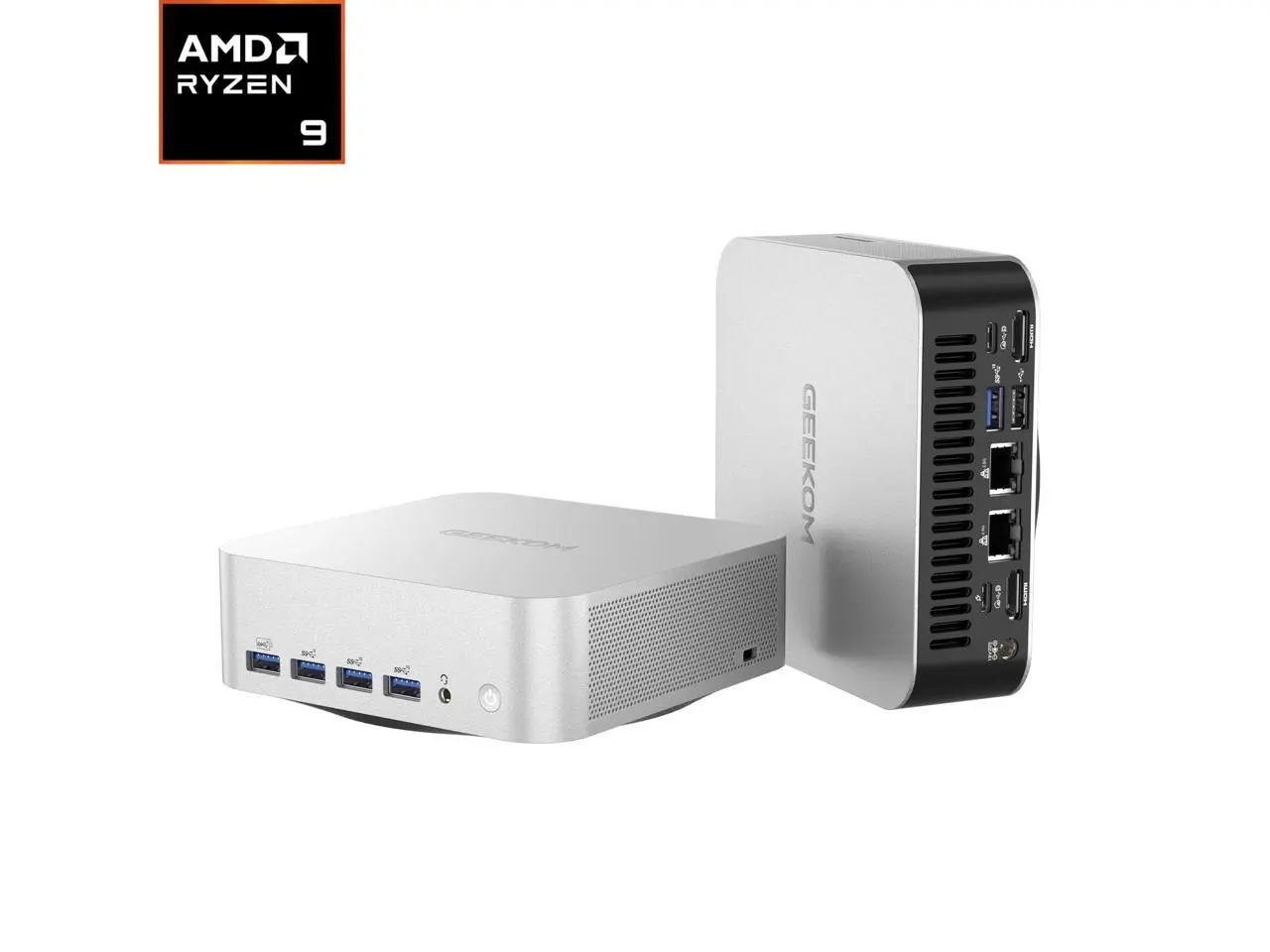 GEEKOM Mini PC A8 MAX AMD Ryzen 9 8945HS 32GB DDR5 1TB SSD AMD Radeon 780M Windows 11 Pro|(Expandable)Quiet Mini Computer(Desktop Alternative)for Design & AI Tools, Dual LAN|USB4|8K Output|Home Office