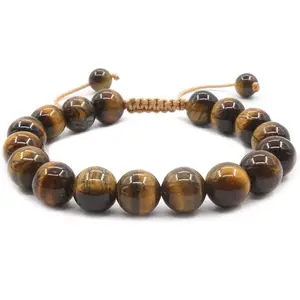 10mm Adjustable Tiger’s Eye Beaded Bracelet