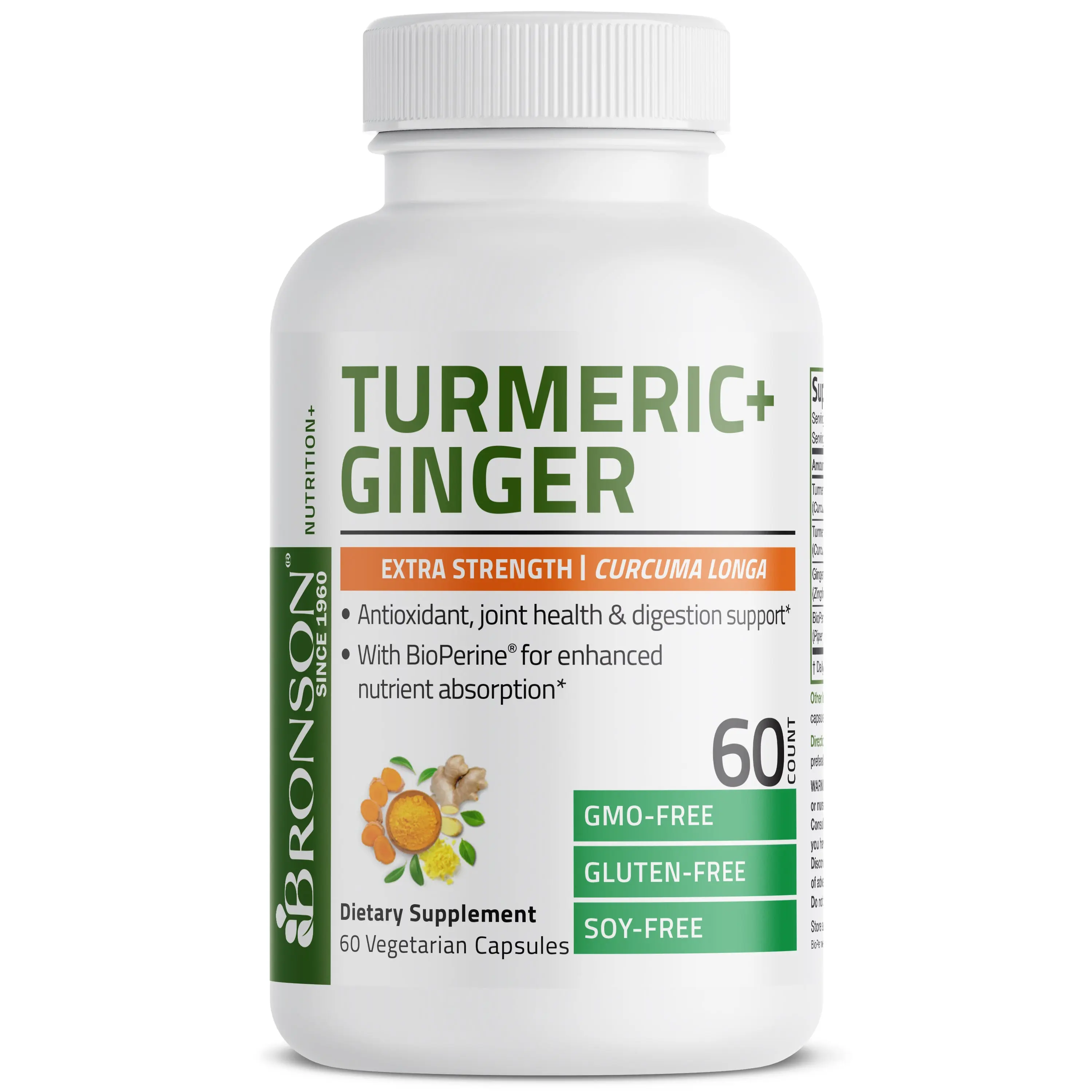Turmeric & Ginger Dietary Supplement with BioPerine Black Pepper Extract - 1950 MG