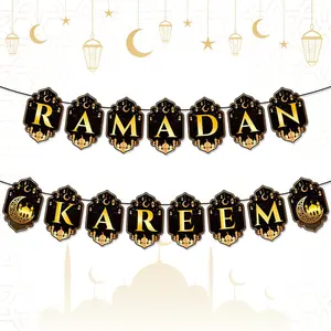 2 count Ramadan Kareem Banner Eid Mubarak Decoration, Ramadan Mubarak Hanging Banners Decor, No DIY Needed Eid Al-Fitr Party Favor Supplies Hang Bunting for Home Tree Fireplace Wall 10