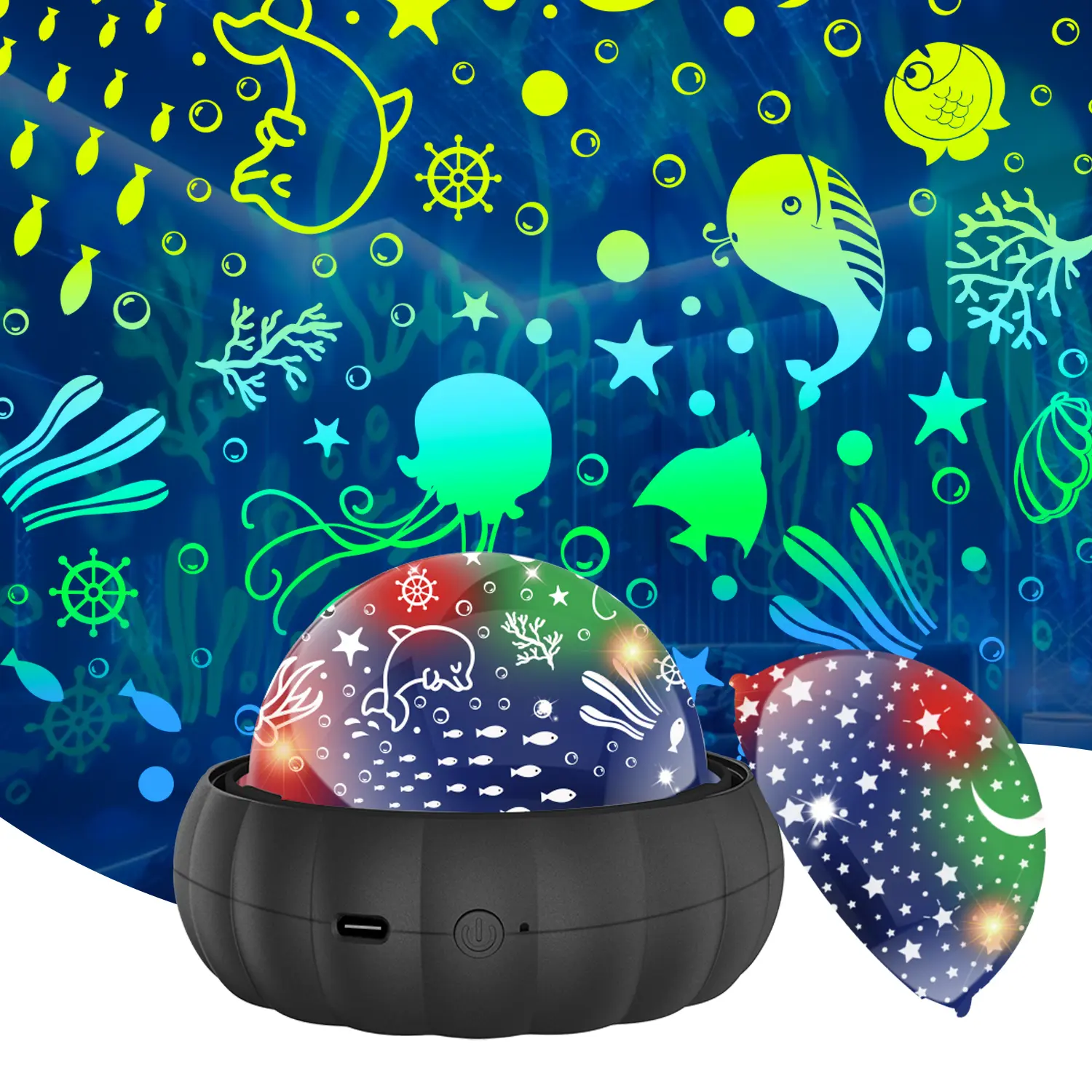 Star Projector Night Light for Kids Room with 2 Films, Ceiling Projector, 360 Rotation, 10-hour AutomaticTiming, Atmosphere Light for Bedroom, Room Decor, Birthday Christmas Gifts for Kids, Family, Party