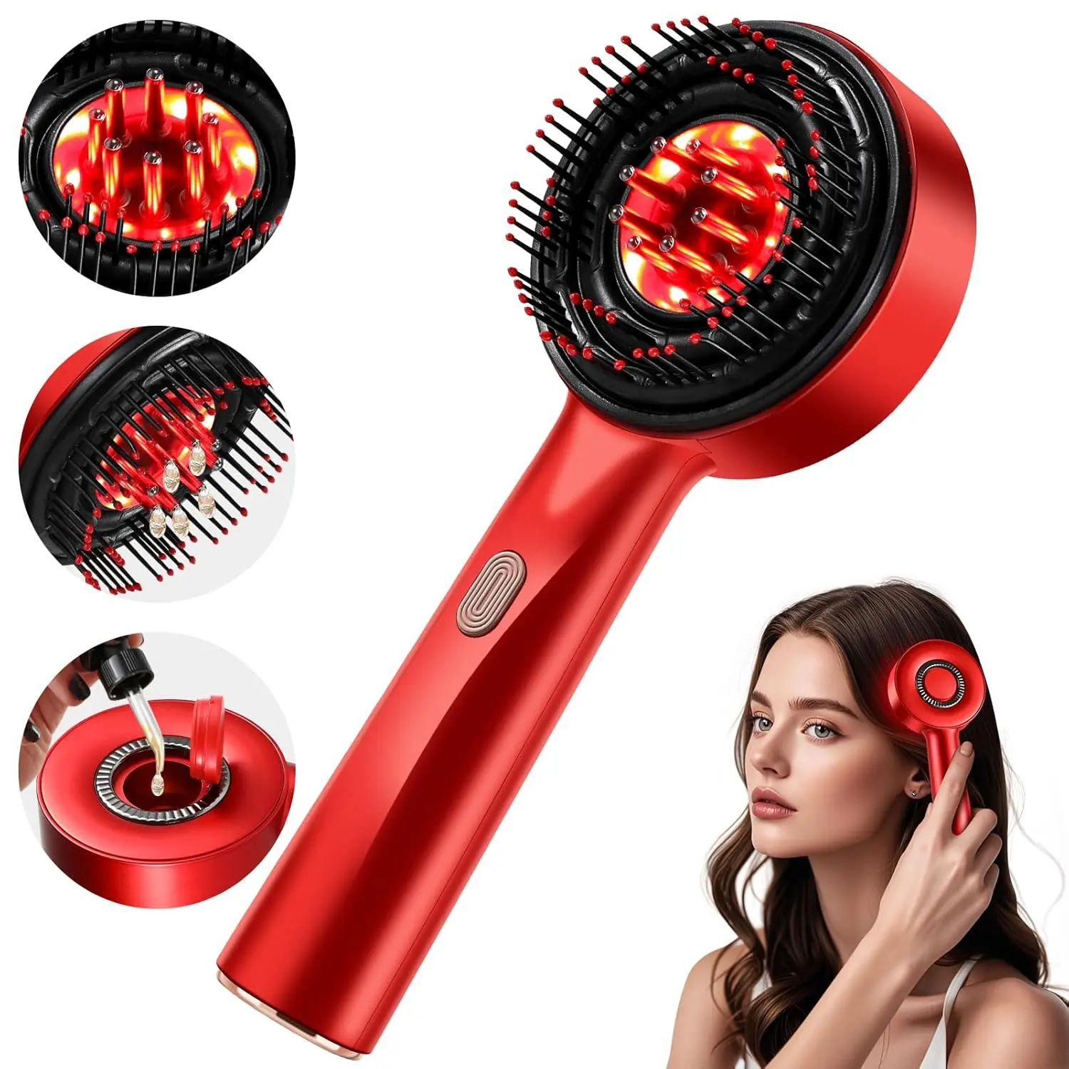 Hair Scalp Massager Liquid Applicator Scalp Massage Comb Shiatsu Head Massager Relax Type-C Rechargeable