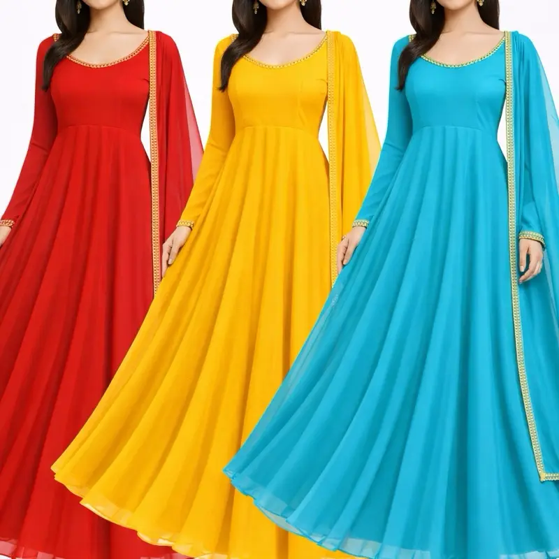 Umbrella kurta set Anarkali Dress , 3 pieces  Elegant Design, and Unique Patterns