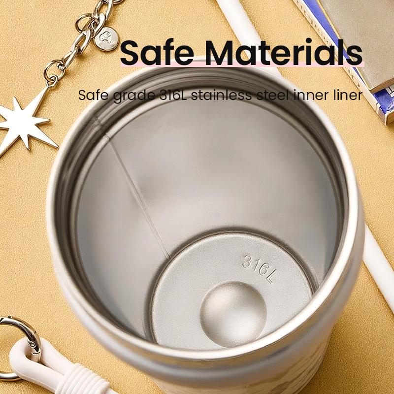 YANIS 3 Large-capacity Outdoor High-visibility Style Ladies and Gentlemen Universal Fashionable Picnic Insulated Cup-C003 Drinkware Flasks 550ml 316L Inner Liner Portable Tumbler Mug Bottles Bottled C003-White Water Bottles