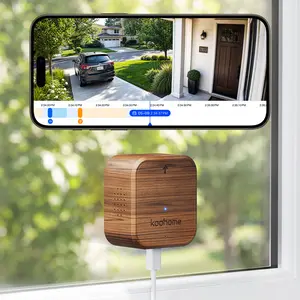 Koohome 3K Window Security Camera, Walnut Wood Design & Magnetic Mount, Full-Color Night Vision, Free Cloud Storage, SD Card Slot, Dual-Band WiFi, Motion & Person Detection, 24/7 Recording, Easy Setup for Home & Apartment