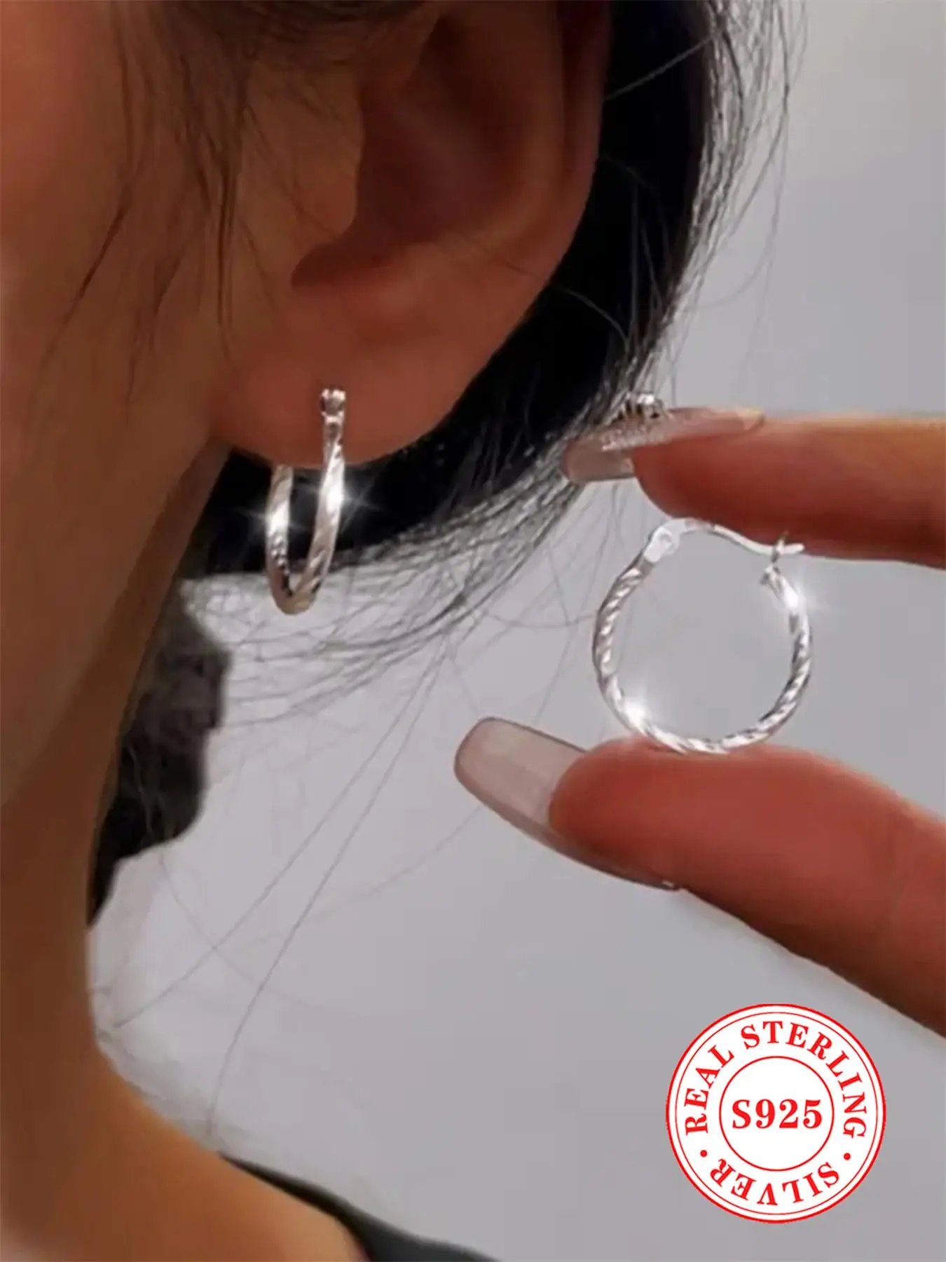 925 Sterling Silver Simple Twist Design Hoop Earrings, Fashion Jewelry for Party, Daily Clothing Decor, Trendy All-match & Exquisite Jewelry for Birth