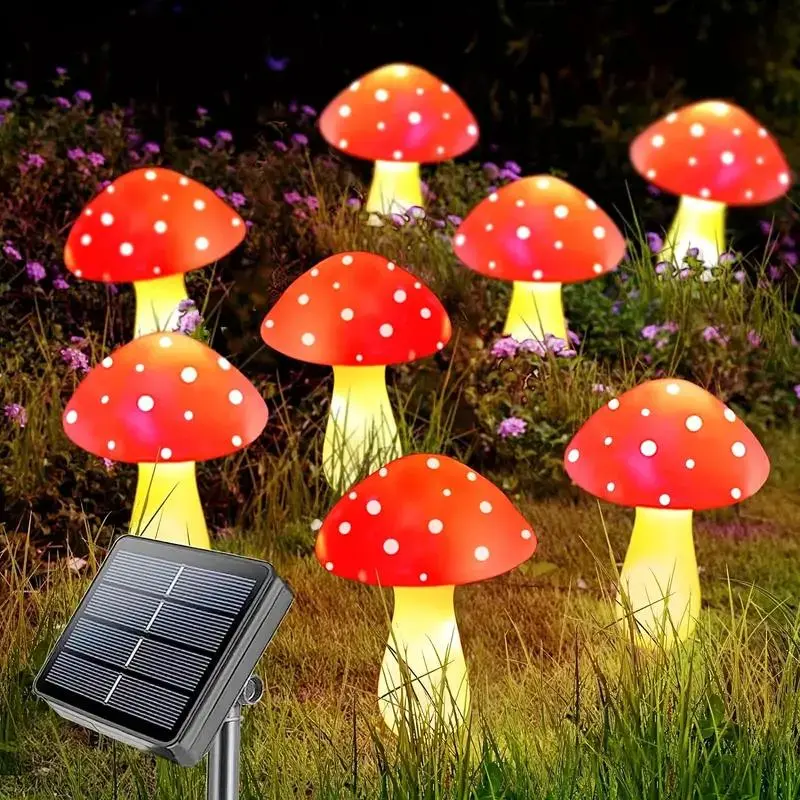 Solar Powered Mushroom Shaped Outdoor Light, 8/12/20pcs Waterproof LED Light, Outside Light, Outdoor Garden Decorative Light for Garden, Patio, Yard, Solar Landscape Lights, Decoration