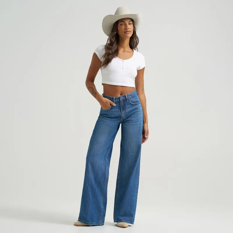Women's Wrangler Retro Bailey High Rise Wide Leg Jean - Yvette Cotton Fit Loose Womenswear